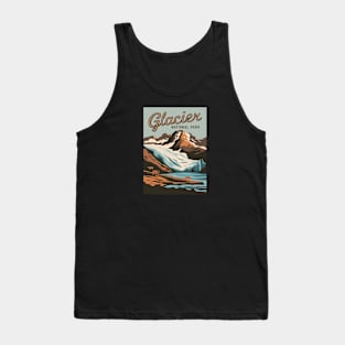 Glacier National Park Retro Vintage Travel Poster Tank Top